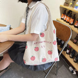 Large Capacity Peach Print Shoulder Bag Japanese Students School Bag