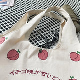 Large Capacity Peach Print Shoulder Bag Japanese Students School Bag