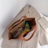 Large Shoulder Bag Tote for Women Retro Handbag with Solid Stitching