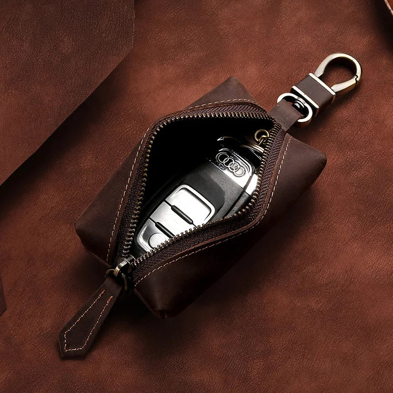 Vintage Crazy Horse Leather Key Bag for Men
