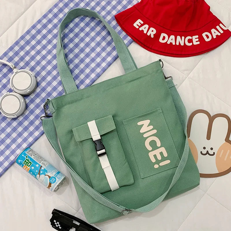 Large Capacity Ladies Canvas Shoulder Bag Women Casual Messenger Bag