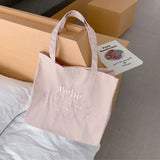 Large Capacity Letter Embroidered Canvas Bag, All-Match Shoulder Bag