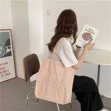 Large Capacity Letter Embroidered Canvas Bag, All-Match Shoulder Bag