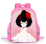 Pink Cartoon Girl Pattern School Bag Lightweight Breathable Backpack