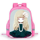 Pink Cartoon Girl Pattern School Bag Lightweight Breathable Backpack