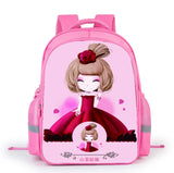 Pink Cartoon Girl Pattern School Bag Lightweight Breathable Backpack