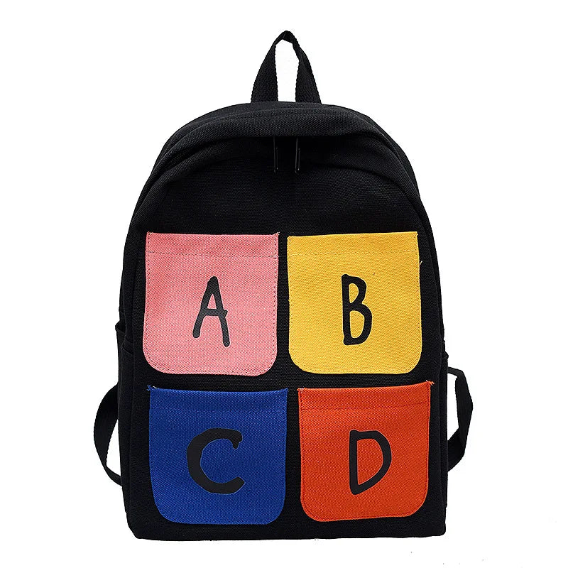 Large-capacity School Bag Canvas Backpack Female Ins Wind Student Backpack