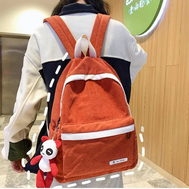 Large-capacity Corduroy Student Backpack Harajuku All-match