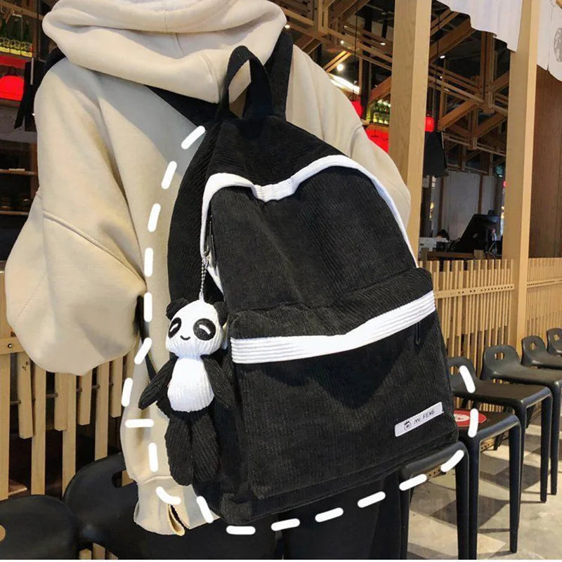 Large-capacity Corduroy Student Backpack Harajuku All-match