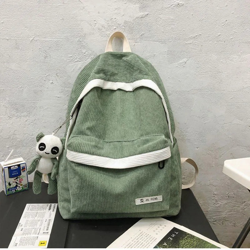 Large-capacity Corduroy Student Backpack Harajuku All-match