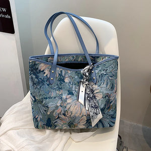 Large-capacity shoulder bag wild big bag student class oil painting tote bag