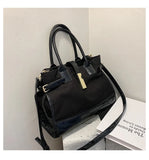 Large Capacity Totes Leather Patchwork Shopper Bag Casual Canvas Women Handbags