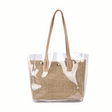Transparent PVC Beach Shoulder Bag Large Capacity Women's Straw Bag