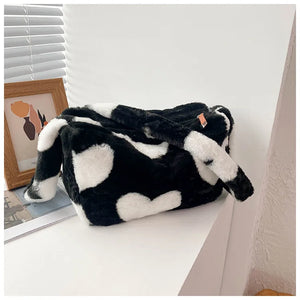 Large Plush Shoulder Bag for Women, Autumn/Winter Handbag