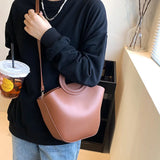 Bucket Shoulder Bags for Women Crossbody Solid Casual Female Handbags
