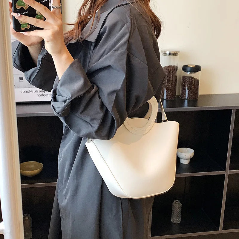 Bucket Shoulder Bags for Women Crossbody Solid Casual Female Handbags