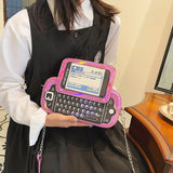 Mobile Phone Shape Chain Crossbody Bag Reflective Purses and Handbags
