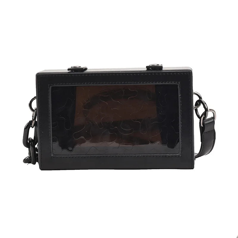 Chain Shoulder Bag Laser Box Shaped Purse Clutch Crossbody Bag