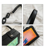 Chain Shoulder Bag Laser Box Shaped Purse Clutch Crossbody Bag