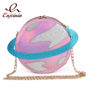 Planet Shape Chain Crossbody Bag for Young Girls