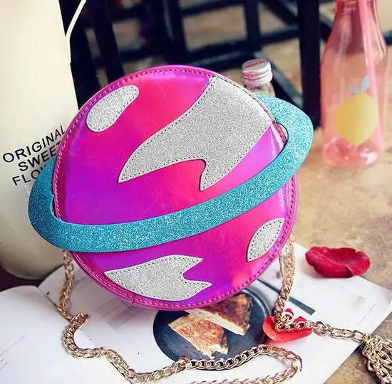 Planet Shape Chain Crossbody Bag for Young Girls