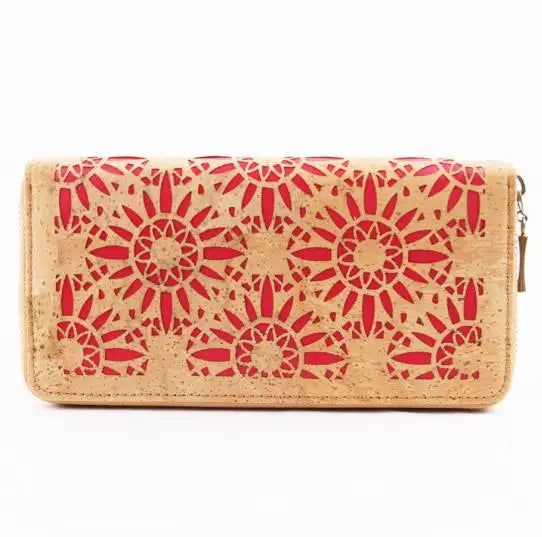 Red Floral Cork Wallet Gift for Vegan Women
