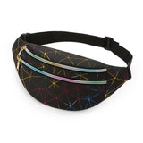 Geometric Pattern Waist Bag PU Leather Belt Chest Phone Pouch Unisex