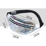 Geometric Pattern Waist Bag PU Leather Belt Bag Unisex Chest Phone Pouch