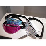 Laser Sequins Glitter Waist Fanny Punk Pack Belt Bum Bag Pouch