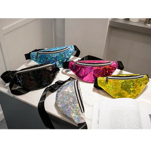 Laser Sequins Glitter Waist Fanny Punk Pack Belt Bum Bag Pouch