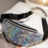 Laser Sequins Glitter Waist Fanny Punk Pack Belt Bum Bag Pouch