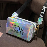 Laser Small Phone Crossbody Bag PU Leather Shoulder Messenger Handbag