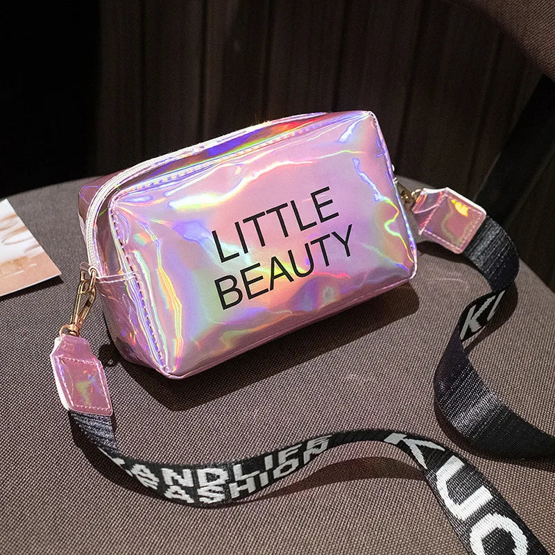 Laser Small Phone Crossbody Bag PU Leather Shoulder Messenger Handbag