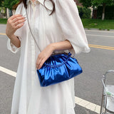 Silver Laser Sparkles Clutch Bag Crossbody Chain Shoulder Party Clutch