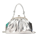 Silver Laser Sparkles Clutch Bag Crossbody Chain Shoulder Party Clutch