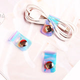 Laser Transparent Data Line Button Key Wallet Holders Portable Cable Winder