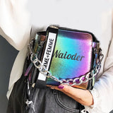 Laser Women Letter Shoulder Bag Handbag PU Messenger Bags For Lady Crossbody