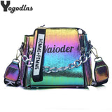 Laser Women Letter Shoulder Bag Handbag PU Messenger Bags For Lady Crossbody