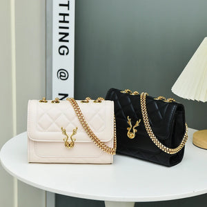 Embroidered Diamond Square Shoulder Bag for Women
