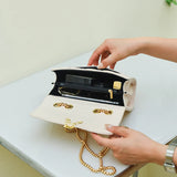 Leather Handbags Embroidered Diamond Square Shoulder Bag For Women