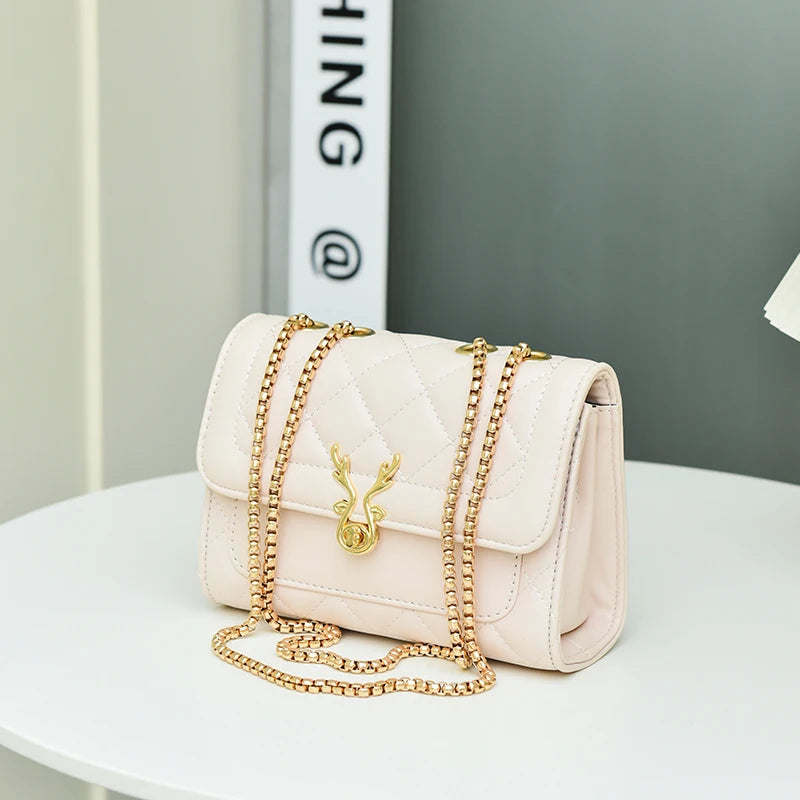 Embroidered Diamond Square Shoulder Bag for Women