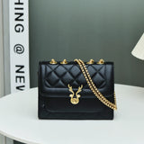 Embroidered Diamond Square Shoulder Bag for Women