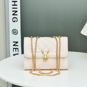 Leather Handbags Embroidered Diamond Square Shoulder Bag For Women