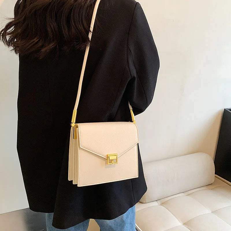 Western Style Crossbody Bag with Locking Buckle