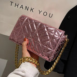 Lattice Flap Crossbody Bag PU Leather Women's Handbag