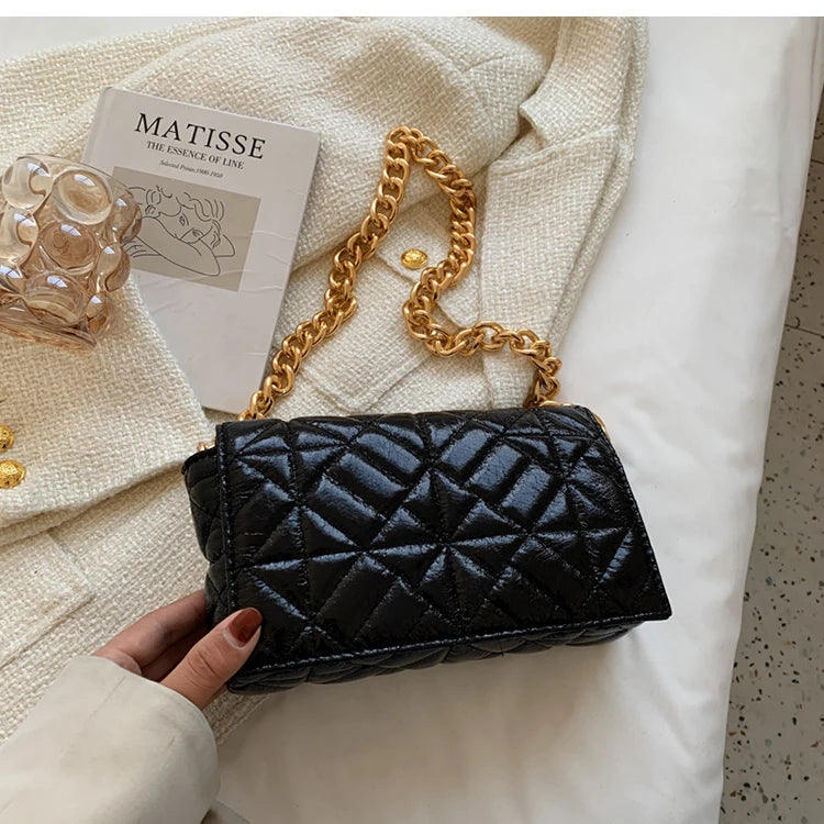 Lattice Flap Crossbody Bag PU Leather Women's Handbag