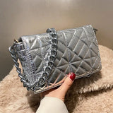 Lattice Flap Crossbody Bag PU Leather Women's Handbag