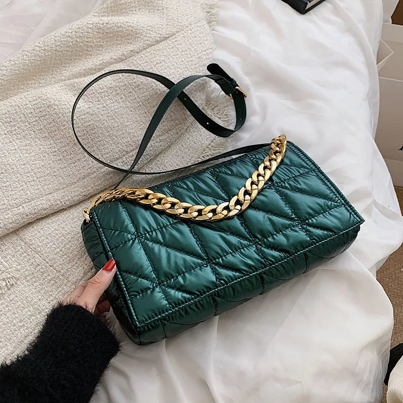Winter High Down Cotton Women Handbag Shoulder Padded Bag