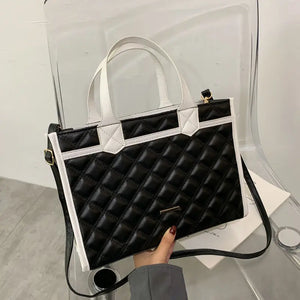 Lattice Large Tote High PU Leather Women Handbag