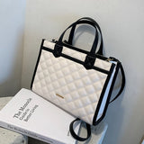 Lattice Large Tote High PU Leather Women Handbag